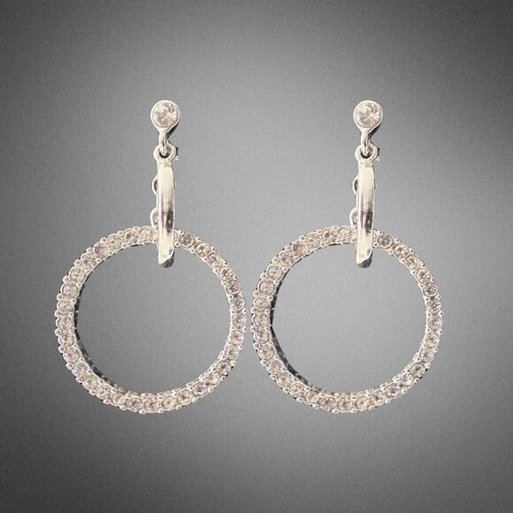 2004 Avon Going in Circles Silver Rhinestone Earrings | Special Occasions | NIB - Picture 2 of 6